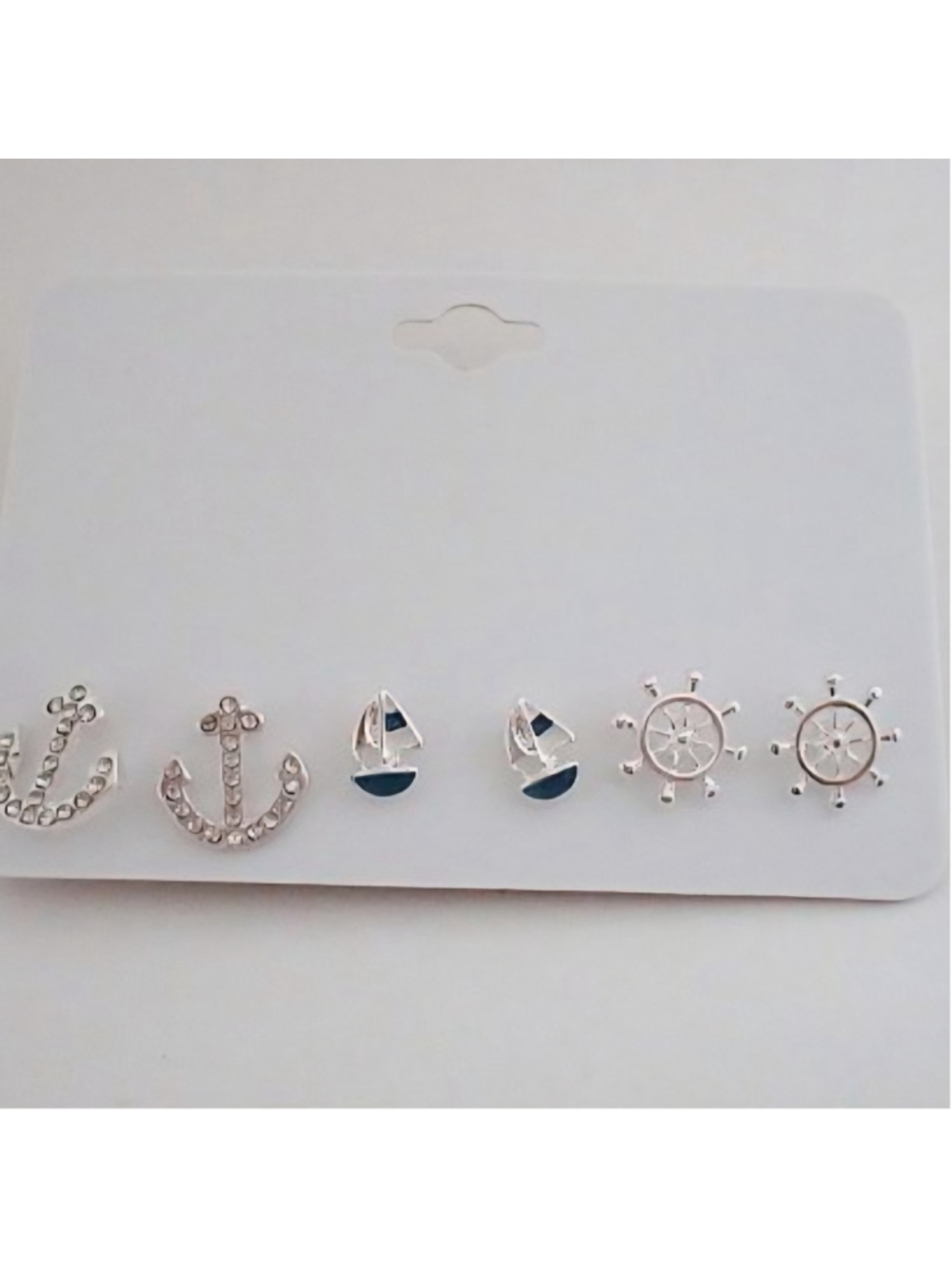 Nautical Themed Earrings Set - Silver and Blue - Picture 1 of 5